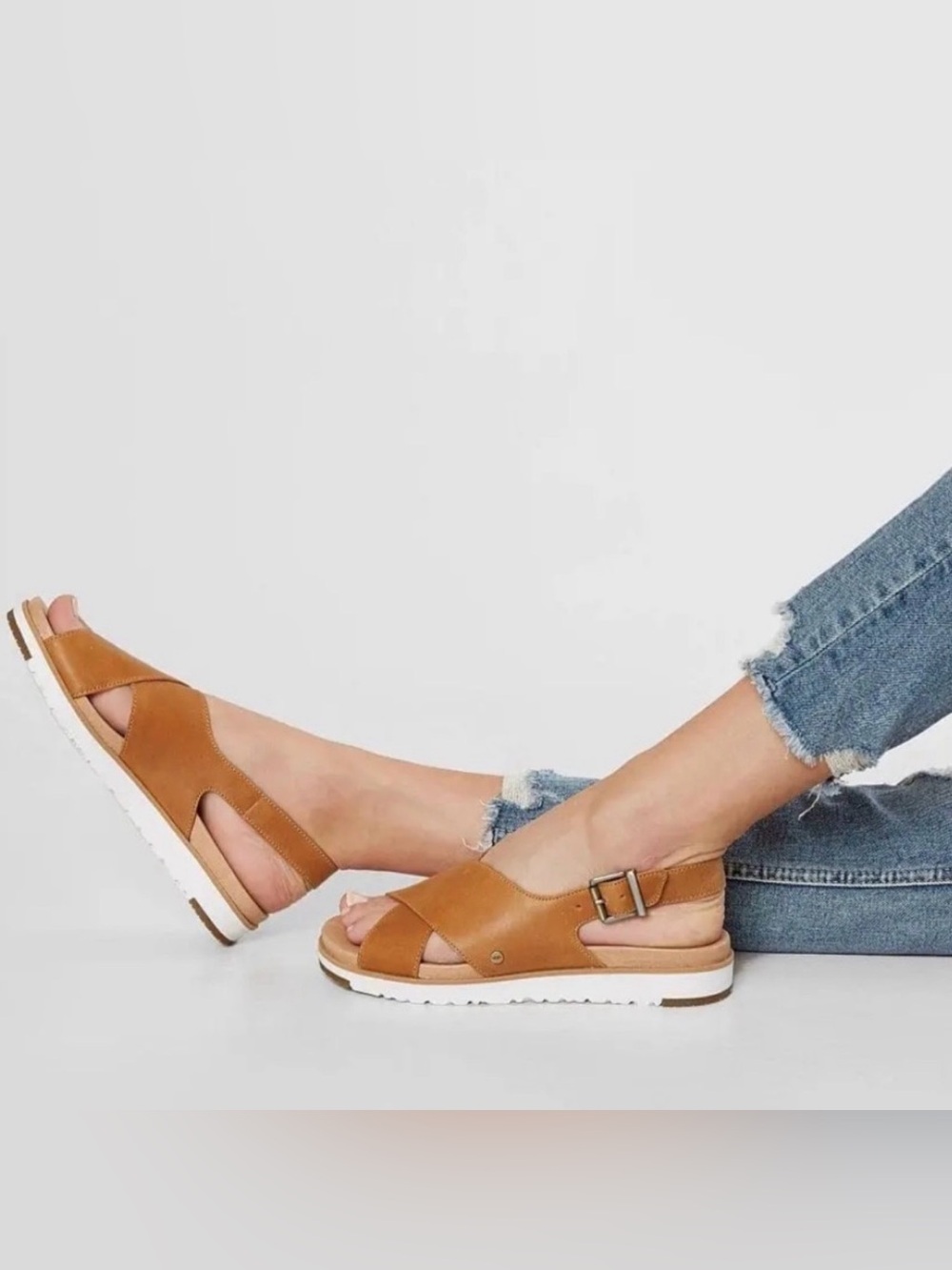 Ugg “Kamile” Women's Tan Leather Slingback Sandals